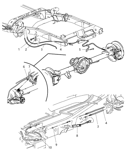 2004 Dodge Ram 2500 Parking Brake Cable, Rear Diagram