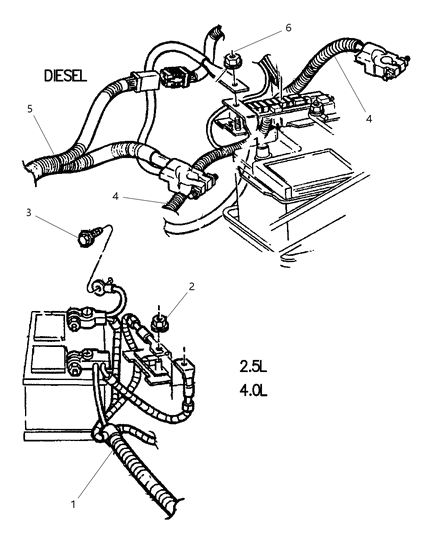 2001 Jeep Cherokee Battery Wiring Diagram for 56009783AE