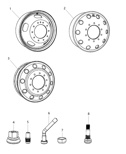 2019 Ram 5500 Steel Wheel Diagram for 6PB43S4AAA