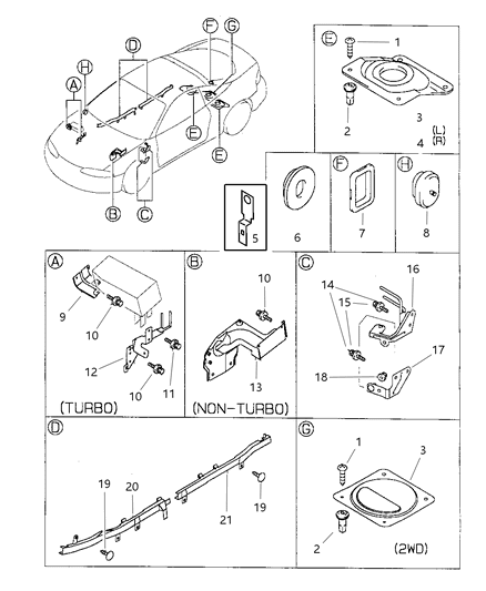 1997 Chrysler Sebring Coupe Wiring - Attaching Parts Diagram 2