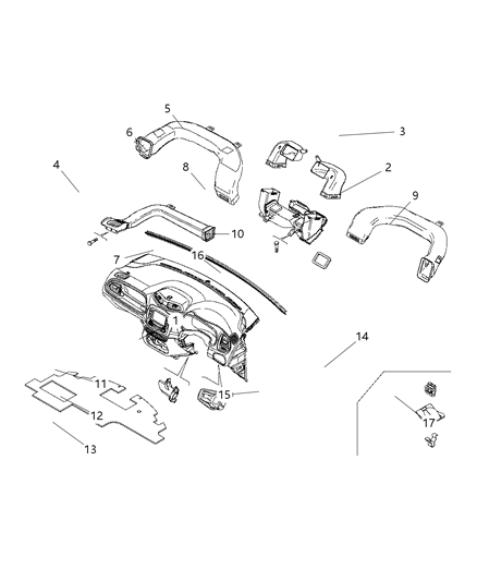 2016 Jeep Renegade Instrument Panel Ducts Diagram 2