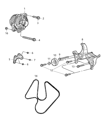 2003 Dodge Ram 1500 Belt Accessory Drive Diagram for 53032132AI