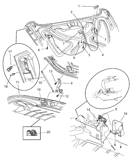 2001 Chrysler Prowler Latch-Number Four Bow Diagram for 4897904AB