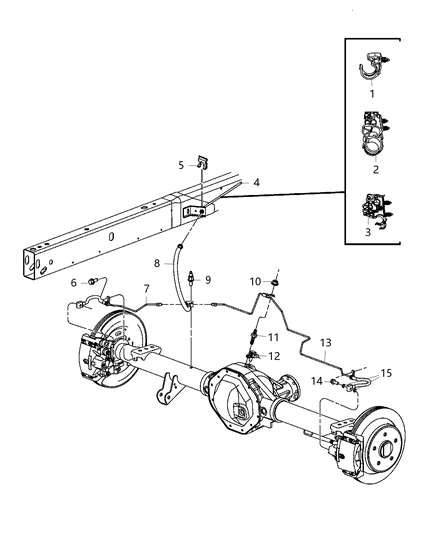 2015 Ram 3500 Cab Chassis Brake Tubes & Hoses, Rear Diagram