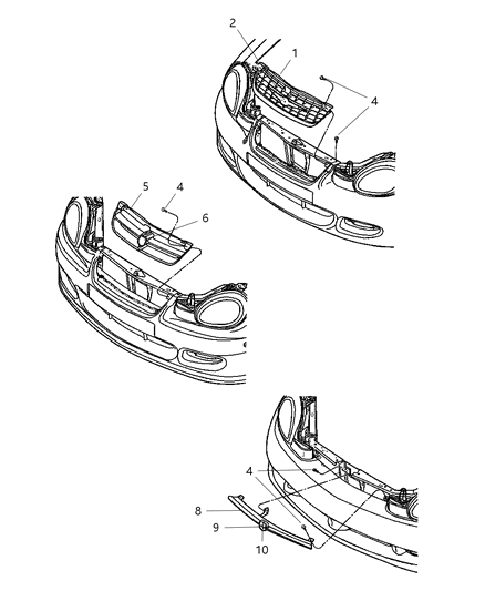 2001 Dodge Neon Grille & Related Parts Diagram