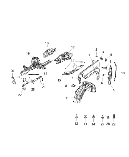 2019 Jeep Compass Beam-Upper Load Path Diagram for 68242523AC