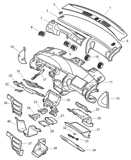 2001 Dodge Intrepid Cover-Steering Column Diagram for PD52XDVAC