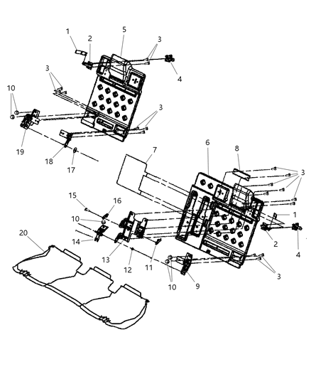 2005 Chrysler 300 Seat Attaching Parts Rear Diagram