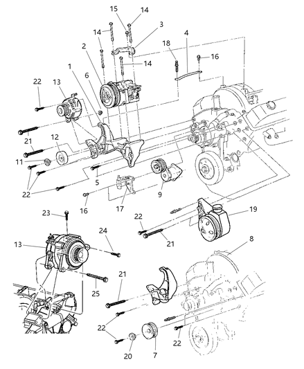 2003 Dodge Durango Alternator & Mounting Diagram