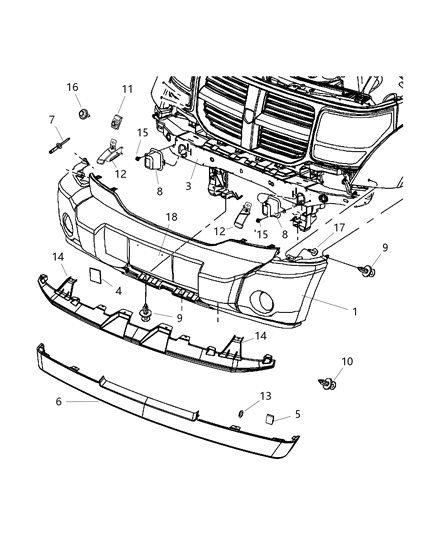 2009 Dodge Nitro Air Dam Diagram for 68018907AA