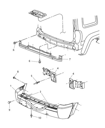 2007 Jeep Liberty Bumper, Rear Diagram