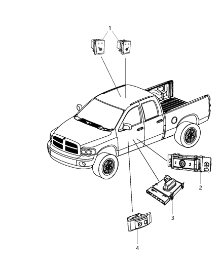 2013 Ram 3500 Pickup Switches - Seats Diagram