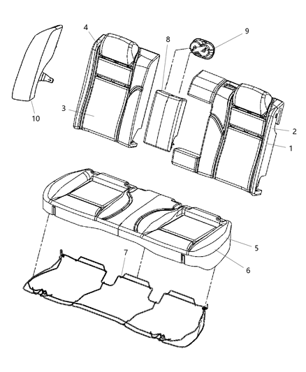 2013 Dodge Charger Rear Seat Center Armrest Diagram for 1XM39DX9AA