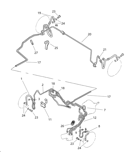 1997 Dodge Intrepid Line Front Wheel Disc Brake Left Diagram for 4582277