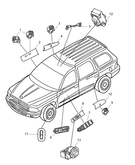 2005 Dodge Durango Bezel-Power Window Switch Diagram for 5HS84ZJ3AD