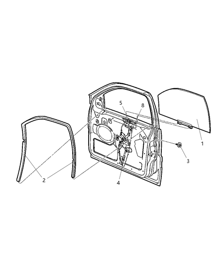 1999 Jeep Grand Cherokee Door, Front Glass & Regulators Diagram