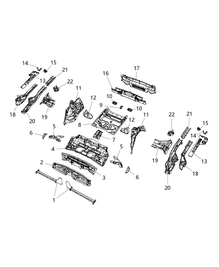 2020 Jeep Cherokee Center & Rear Floor Pan Diagram