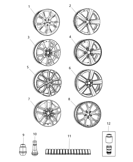 2016 Jeep Grand Cherokee Aluminum Wheel Diagram for 5XK99NTZAA