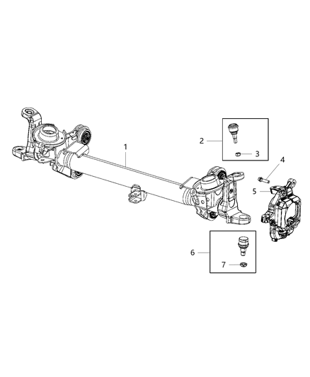 2020 Ram 3500 Pickup Axle Assembly, Front Diagram 1