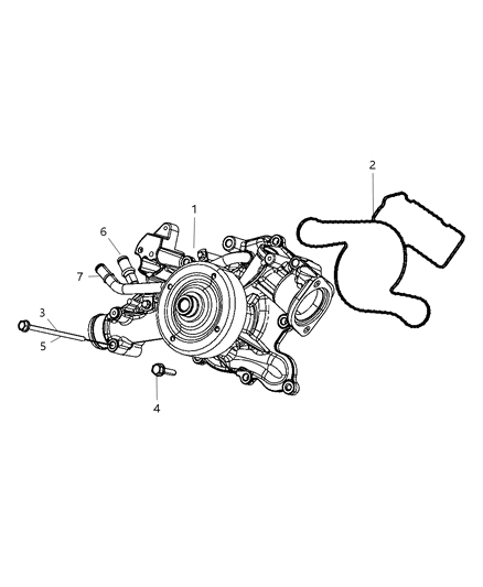 2009 Chrysler Aspen Water Pump & Related Parts Diagram 2