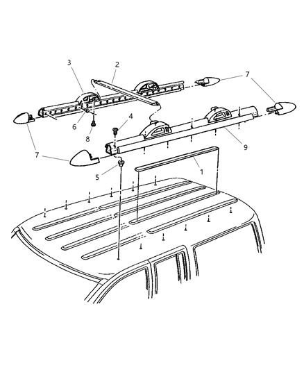 1998 Jeep Grand Cherokee Rail-Luggage Rack Side Diagram for 4897995AA