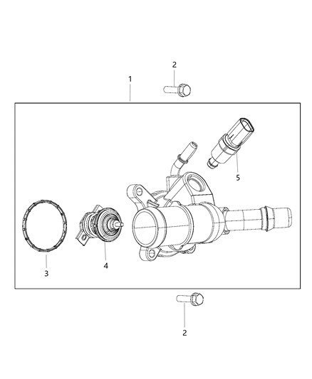 2014 Jeep Cherokee Thermostat & Related Parts Diagram