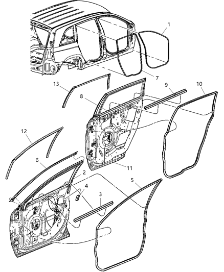 2004 Chrysler Pacifica WEATHERSTRIP-Rear Door Mounted Diagram for 4894305AA