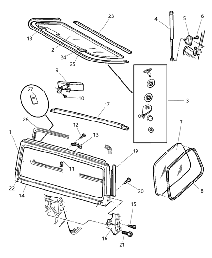 2001 Jeep Wrangler Button-Rear View Mirror Diagram for 55076401