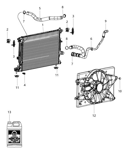 2014 Dodge Dart Radiator & Related Parts Diagram 1
