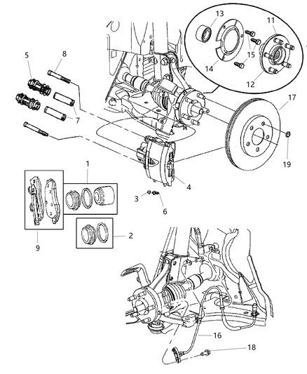 2001 Dodge Neon CALIPER-Disc Brake Diagram for 5019521AA