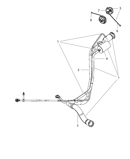 2009 Dodge Journey Fuel Filler Tube & Related Diagram