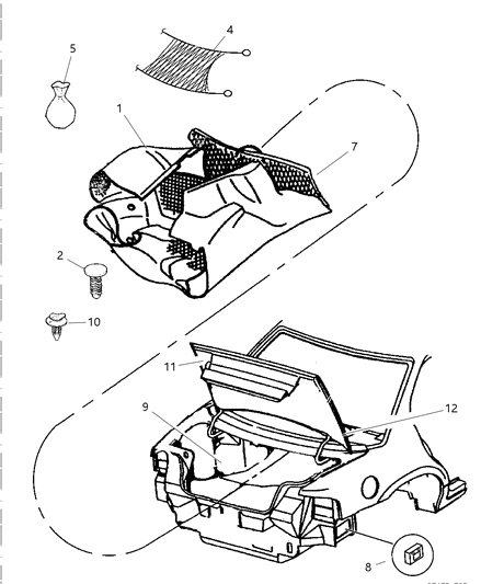 1997 Dodge Intrepid Carpet - Luggage Compartment & Silencers Diagram