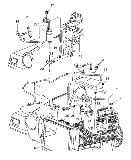 2006 Jeep Wrangler Line-A/C Suction Diagram for 5183717AA