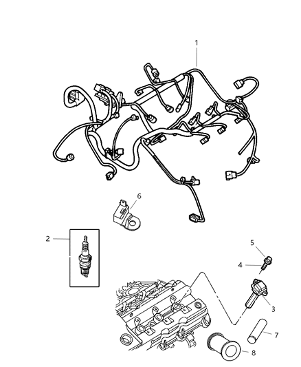 2005 Chrysler Pacifica Spark Plugs & Coil Diagram