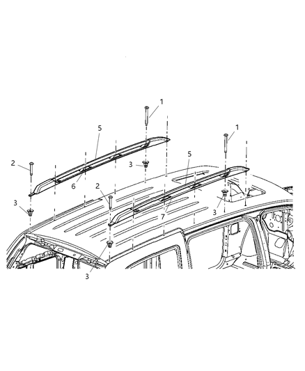 2007 Chrysler Aspen Rail-Roof Diagram for 68036355AA
