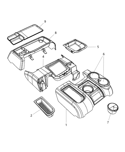 2011 Ram 3500 Console-Floor Diagram for 1EB16DK2AA