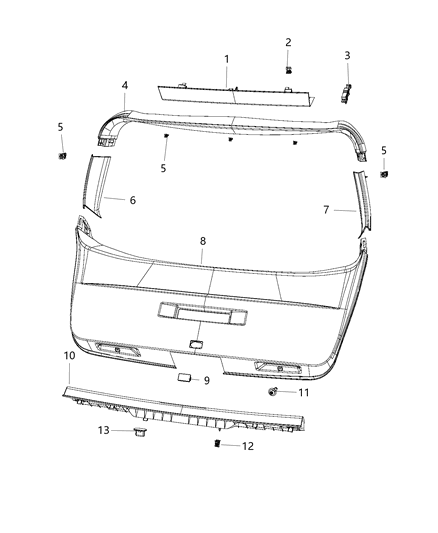 2014 Dodge Journey Liftgate Panels & Scuff Plate Diagram
