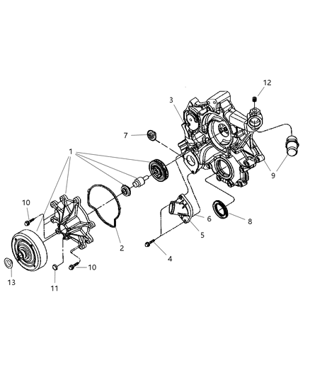 2006 Jeep Liberty Water Pump & Related Parts Diagram 2