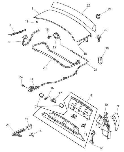 1999 Dodge Neon Cable-Deck Lid Release Diagram for 4658815AC
