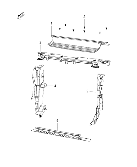 2020 Jeep Cherokee Radiator Seals, Shields, & Baffles Diagram 2
