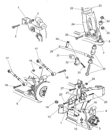 2002 Chrysler Prowler Rear Left Driver Side Lower Control Arm Diagram for 4865319AA