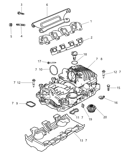 2005 Dodge Ram 2500 Manifolds - Intake & Exhaust Diagram 1