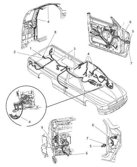 1998 Dodge Dakota Wiring-Door Diagram for 56021983