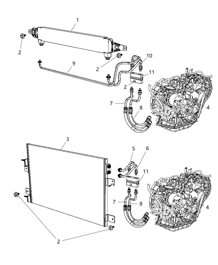 2009 Dodge Caliber Transmission Oil Cooler & Lines Diagram