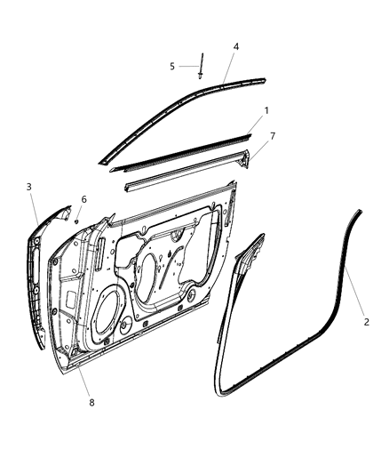 2010 Dodge Challenger WEATHERSTRIP-Front Door Mounted Diagram for 4575889AB