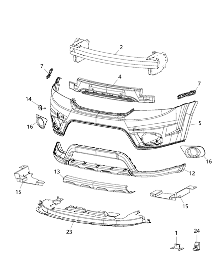 2019 Dodge Journey Fascia, Front Diagram 3