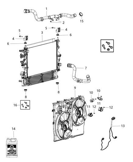2020 Ram ProMaster 2500 Radiator & Related Parts Diagram
