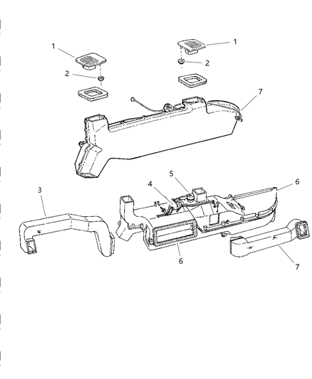 1997 Dodge Ram Van Air Conditioner Heater Blend Door Defroster Vacuum Actuator Diagram for 4261107AB