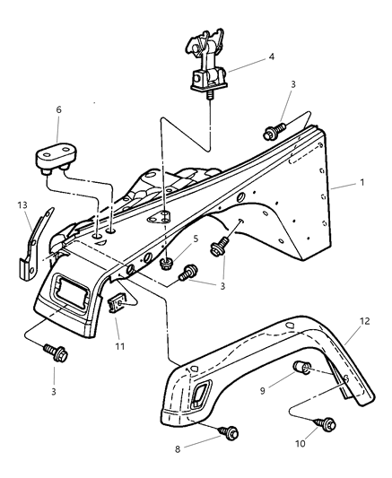 1997 Jeep Wrangler Fender And Flare, Front Diagram