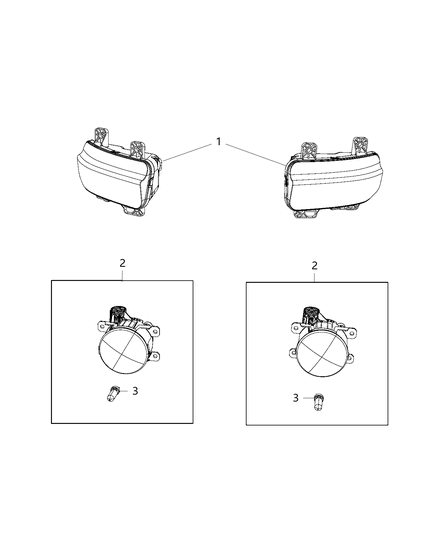 2019 Ram 1500 Lighting, Front Fog Lamps Diagram